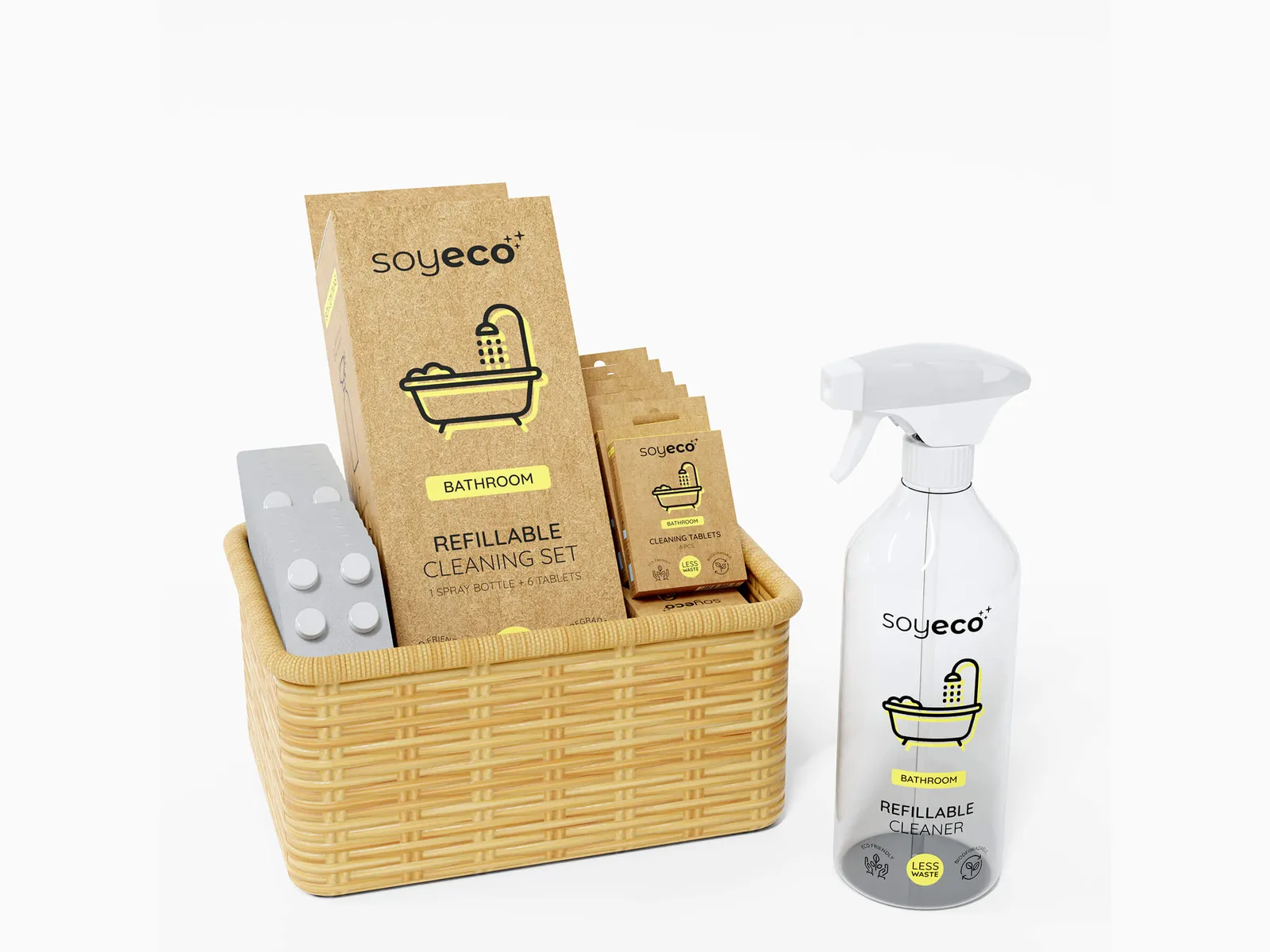 Soyeco Refillable Cleaning Set — Photorealistic Kitchen & Appliances 3D Product Rendering & CGI Visualization by 3diz Studio